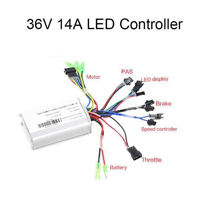 36V 14ah 20ah bldc контроллер электровелосипеда 250 W-500 W Синусоидальная волна DC бесщеточный контроллер двигателя для электрического велосипеда аксессуары для шоссейных велосипедов - Цвет: 36v 14ah LED