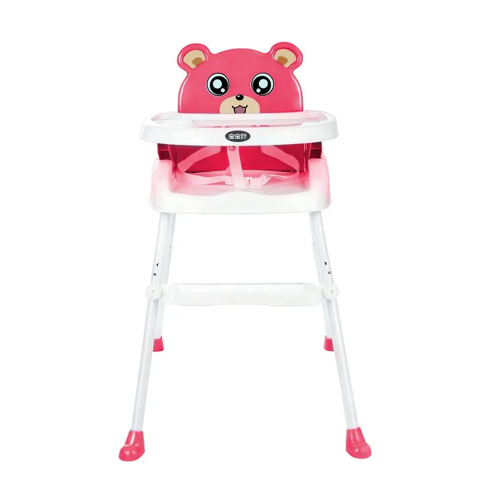 3-in-1Portable Children's Dining Chair Lightweight Adjustable Folding Baby Eating Dinette Baby Seat Baby Feeding Chair Highchair - Цвет: Pink