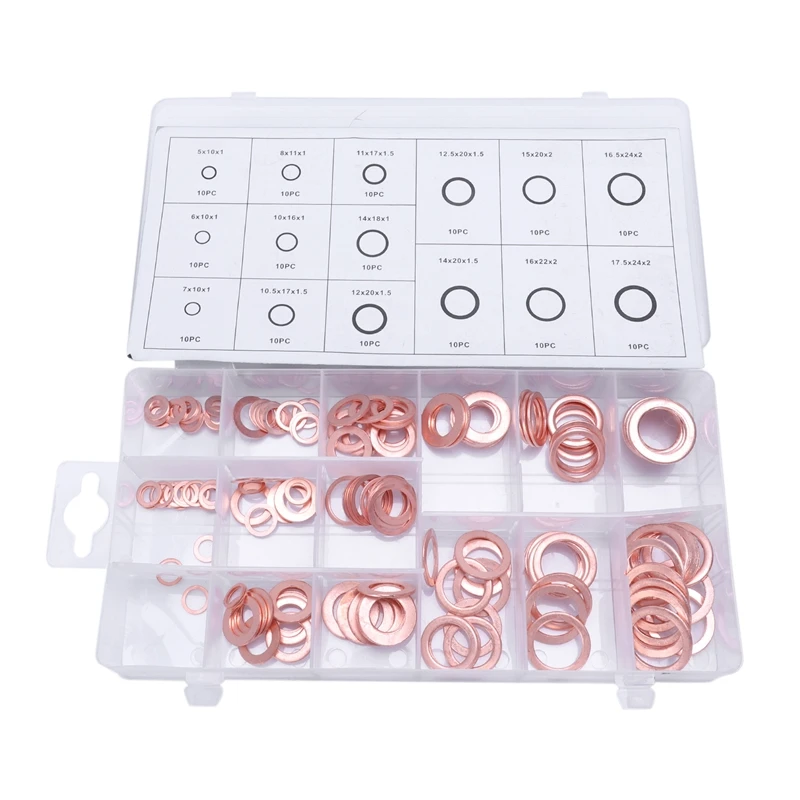 

150 X Copper Rings Assortment Copper Seals Seals Oil Drain Plug Set