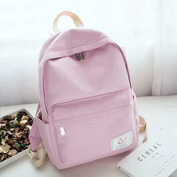 

Canvas backpack simple student bag solid color backpack junior high school student leisure travel bag