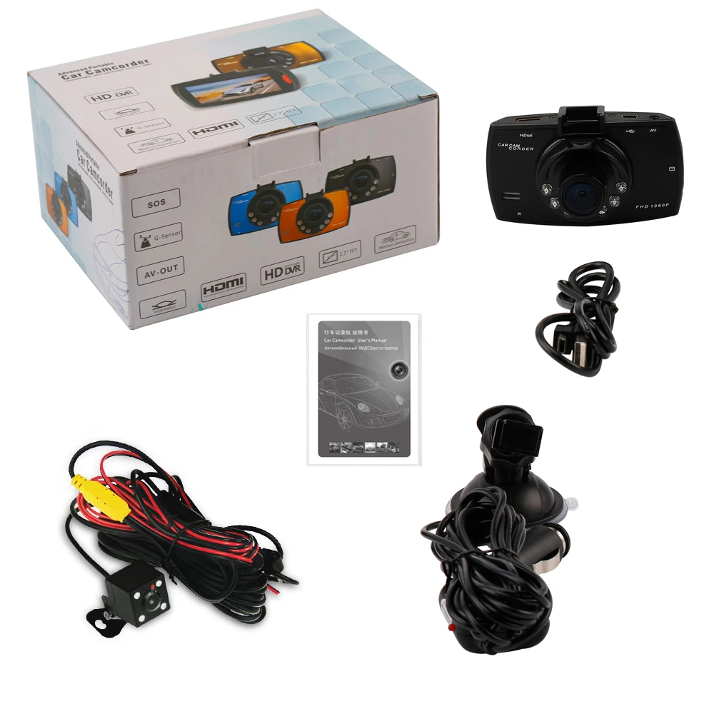 LeeKooLuu Автомобильный видеорегистратор Dash Cam2." Full HD 1080P рекордер Видео g-сенсор ночное видение двойной объектив с камерой заднего вида DashCam DVRS