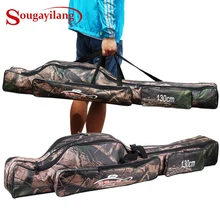 Sougayilang Водонепроницаемый ткань мешок рыболовной удочки 130 см, 2 шт/комплект-Слои складной мешок морской пресной воды Удочка рыболовная Сумка с кольцами для рыбалки