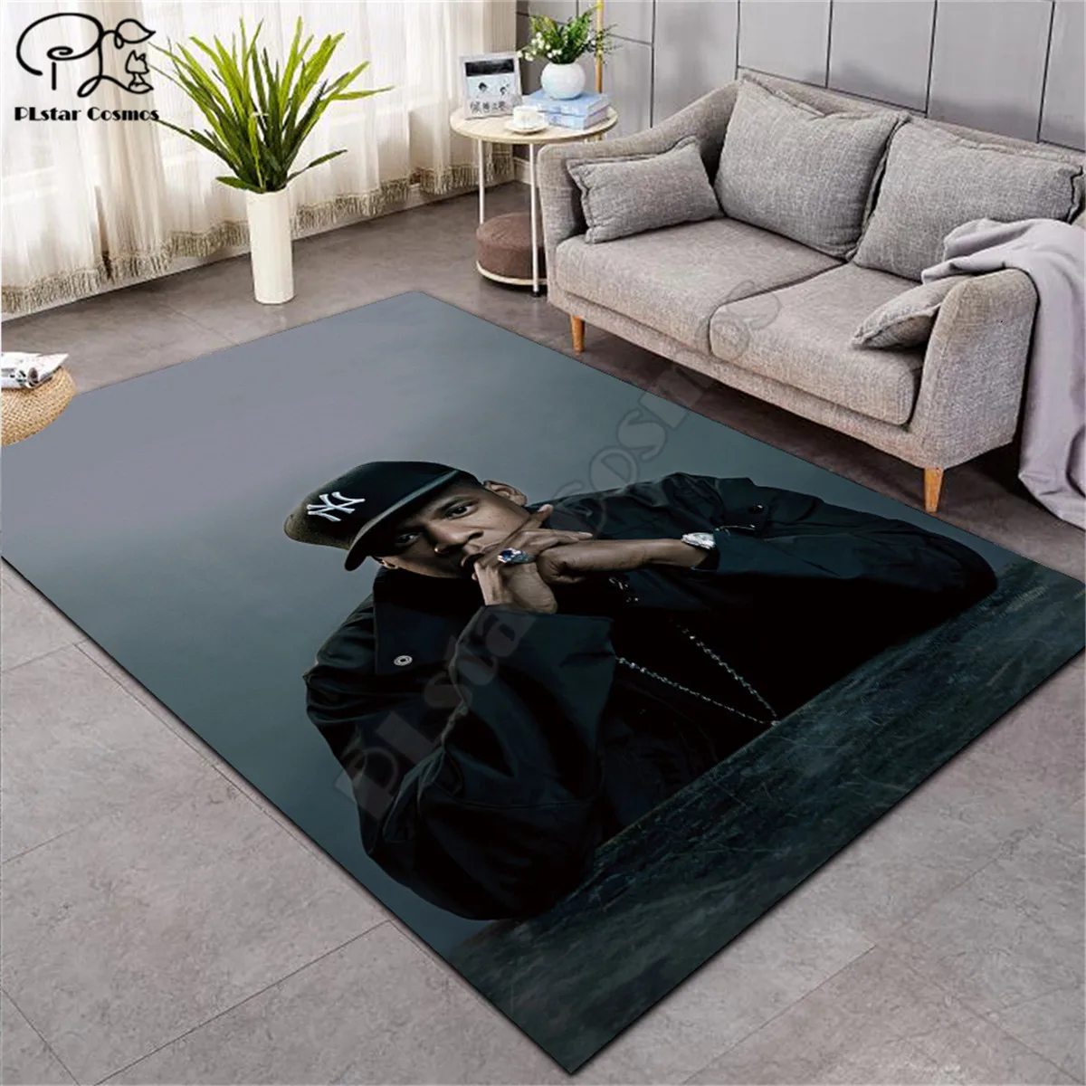 

Black character pattern Square Anti-Skid Area Floor Mat 3D Rug Non-slip Mat Dining Room Living Room Soft Bedroom Carpet style-03