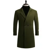 MISSKY женский и мужской шерстяной Тренч с двумя пуговицами, пальто с v-образным вырезом и отворотом размера плюс, зимнее пальто средней длины, мужские топы, одноцветные