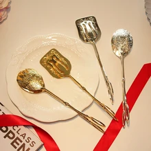 Fashion Food Tongs Gold-plated Cake Holder Bread Salad Holder Kitchen Utensils Fruit Salad Cake Holder Baking Tools