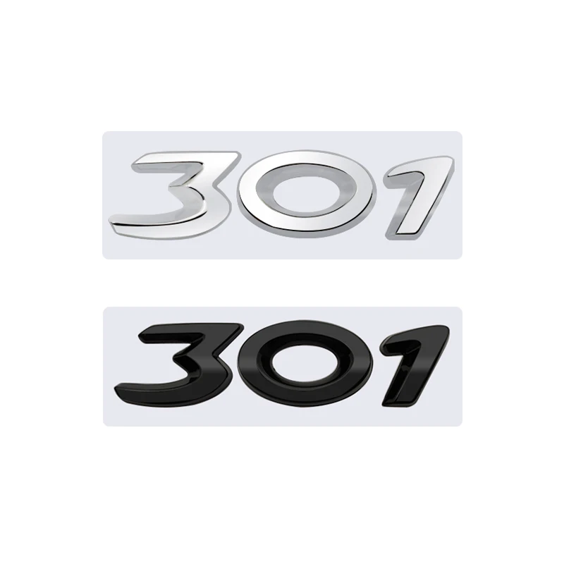 ALMVIS Lettres 3D Noires Et Argentées 206 207 301 307 308 408 508, Emblème Adapté Au Coffre De Voiture Fit For Peugeot, Logo Arrière Autocollant Autocollants De Logo De Voiture(Silver 307