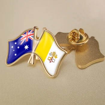 

Australia and Vatican City State Crossed/Double/Friendship Flags Lapel Pins/Brooch/Badges