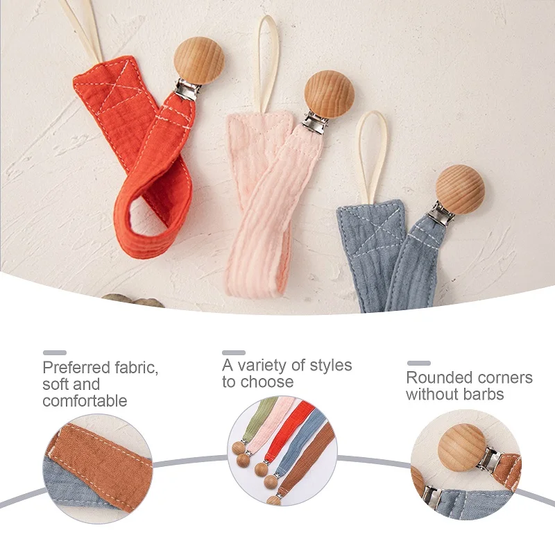 Baby Dummy Pacifier Chain Clip Solid Color Cotton Cloth Plush Toys Soother Nipples Holder Newborn Toy Feeding Supplies