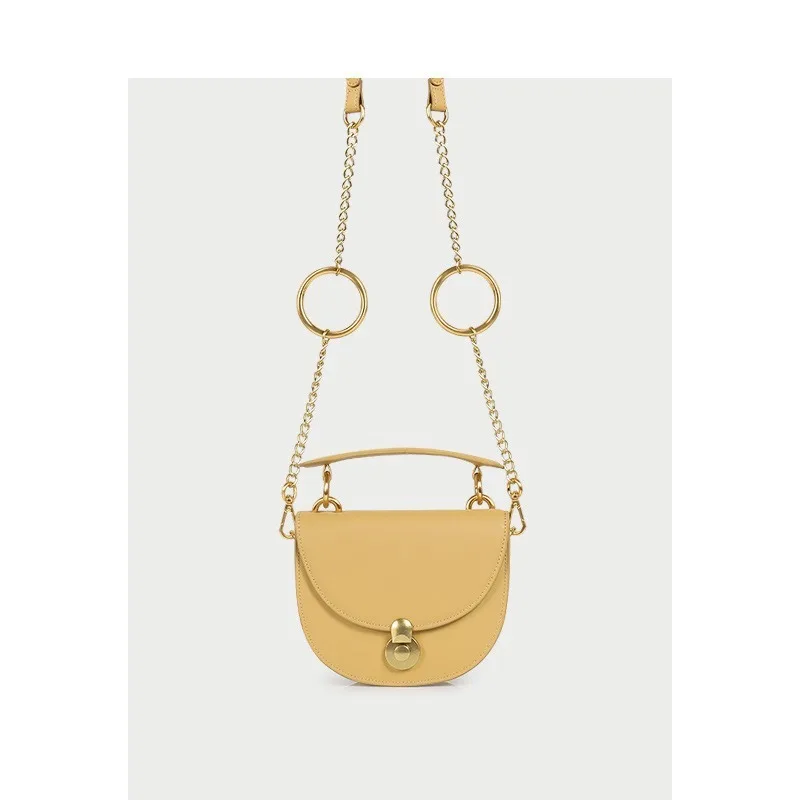 

Small leather women bag solid color chain bag buckle bag straddle bag shoulder bag