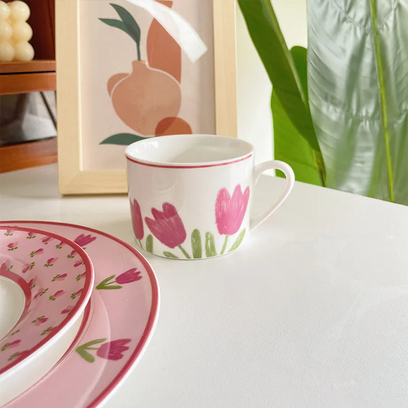 SERVICE A THE,Pink Cup and Saucer200400mlensemble de tasses à café