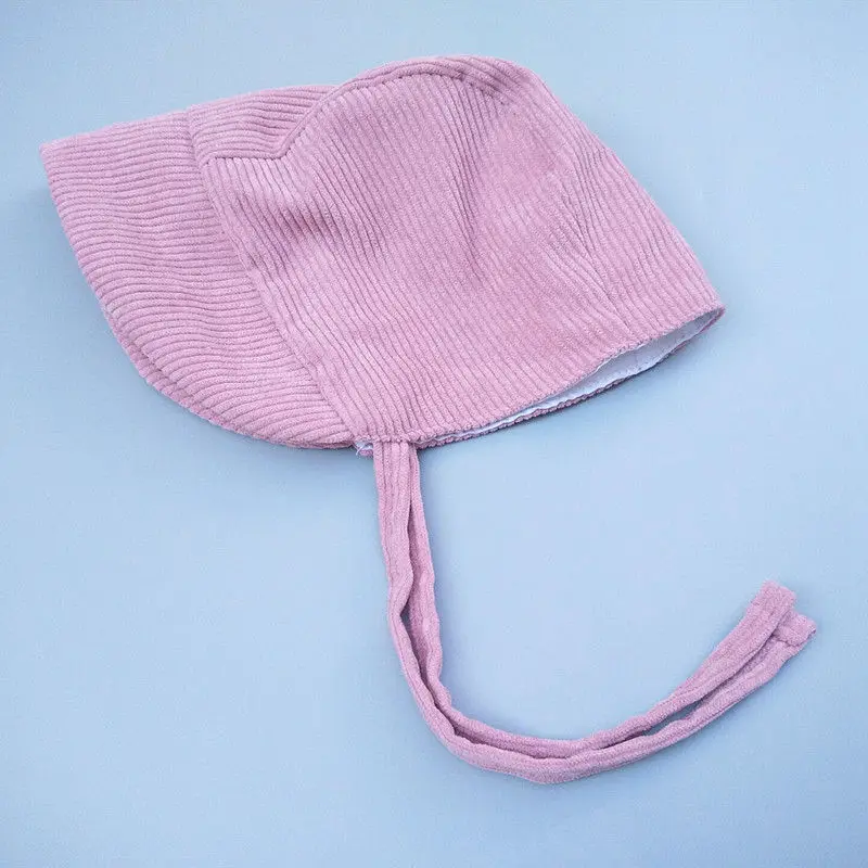 Pink Детская шапочка для новорожденных на весну-осень, детская шапочка, винтажные вельветовые шляпы детские для девочки, шапочка, 1-12 м, реквизит для фотографии H213D - Цвет: Pink