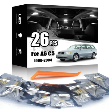 

KAMMURI 26Pcs Error Free For Audi A6 S6 C5 4B Sedan Wago LED Interior Trunk Footwell Door License plate Light Kit (1998-2004)