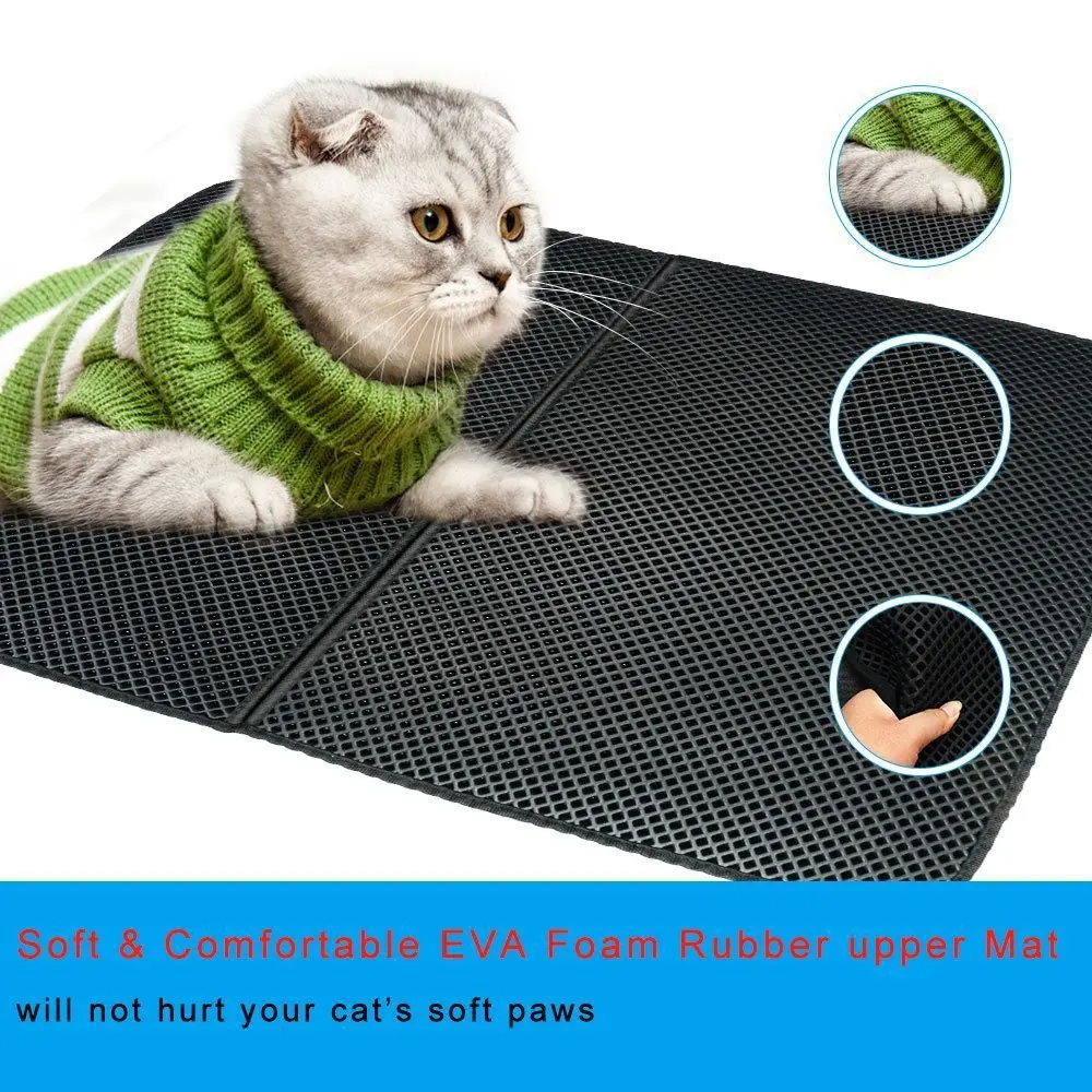 

Pet Cat Litter Mat Waterproof EVA Double Layer Tapete Eva Cat Litter Mats Kattenbak Mat Chats Produits Pour Animaux De Compagnie