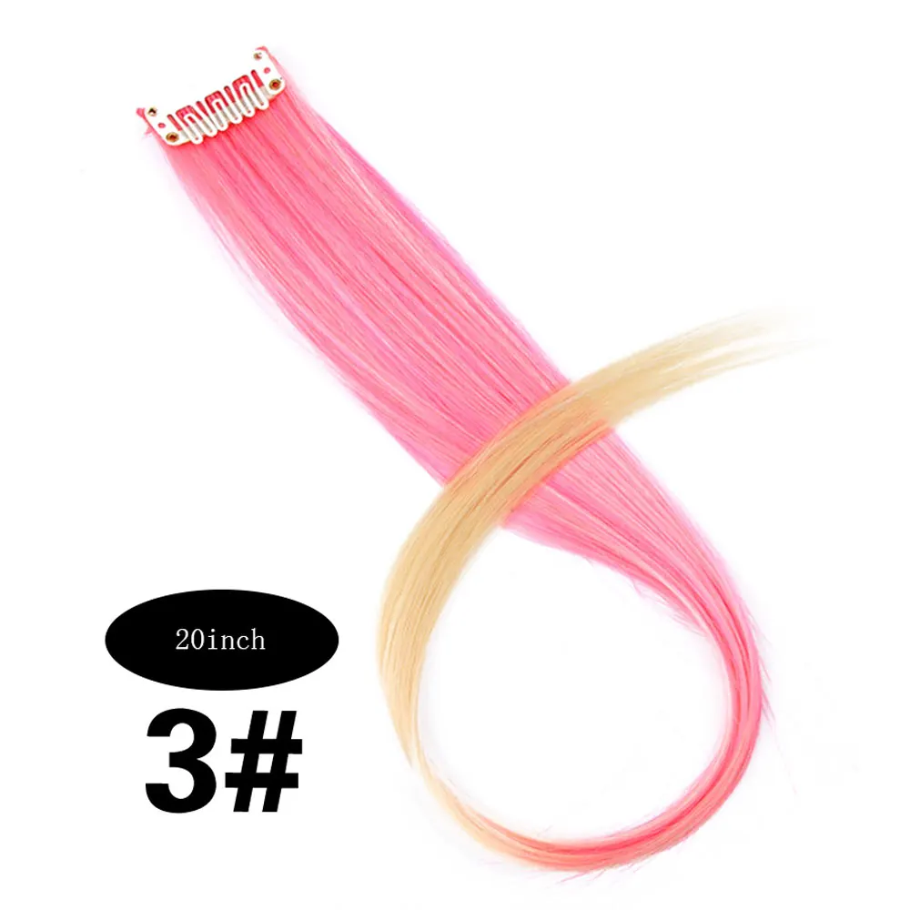 pinkorange Очаровательные 2" Выделите синтетические волосы для наращивания синтетические клип-в один кусок полоски длинные прямые волосы кусок для любителей спорта - Цвет: pinkorange