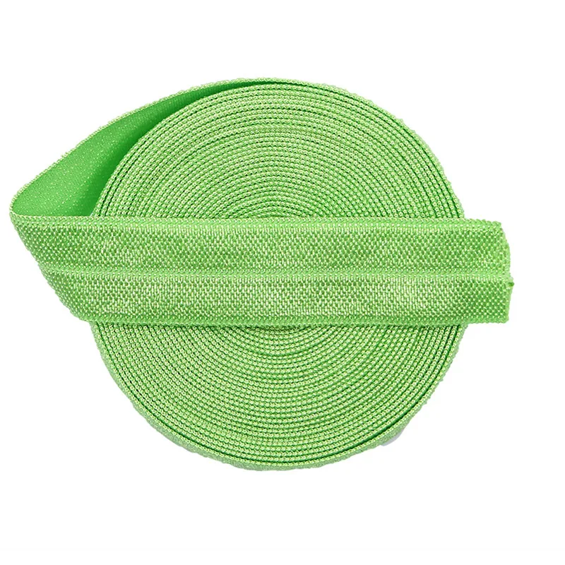 Solid Color Shiny Fold Over Elastic Band for Hair Ties, Headbands, and Sewing Projects – 5-Yard Length, 5/8 Width