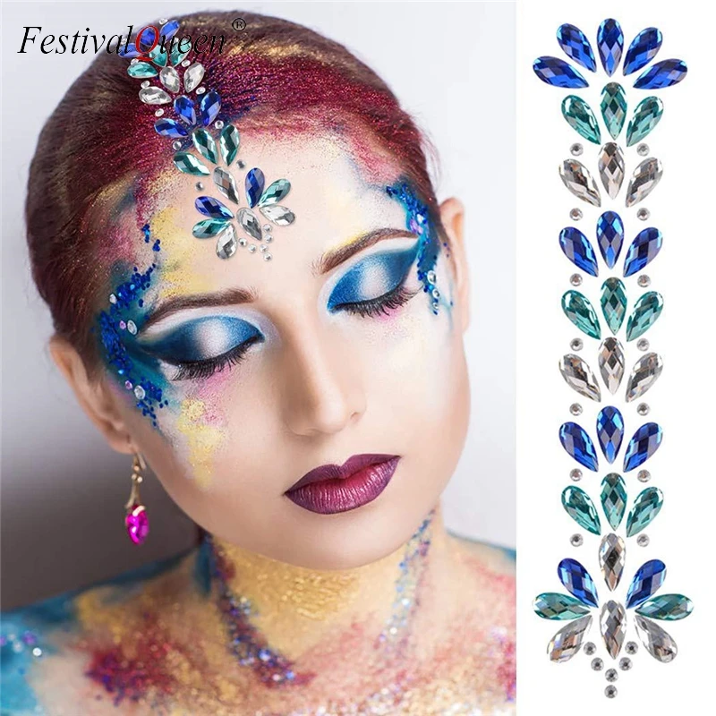 

Bling Gems Face Sticker Body Jewelry Women Crystal Rhinestones Hair Jewelry Party Headwear Chic Adhesive Temporary Head Stickers