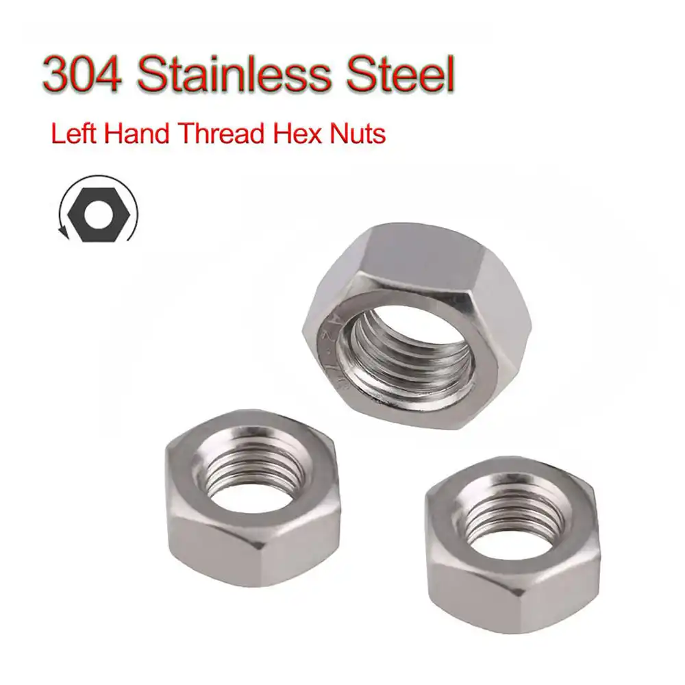 M5 M12 Left Hand Thread Hex Serrated Flange Nut 304 Stainless Steel