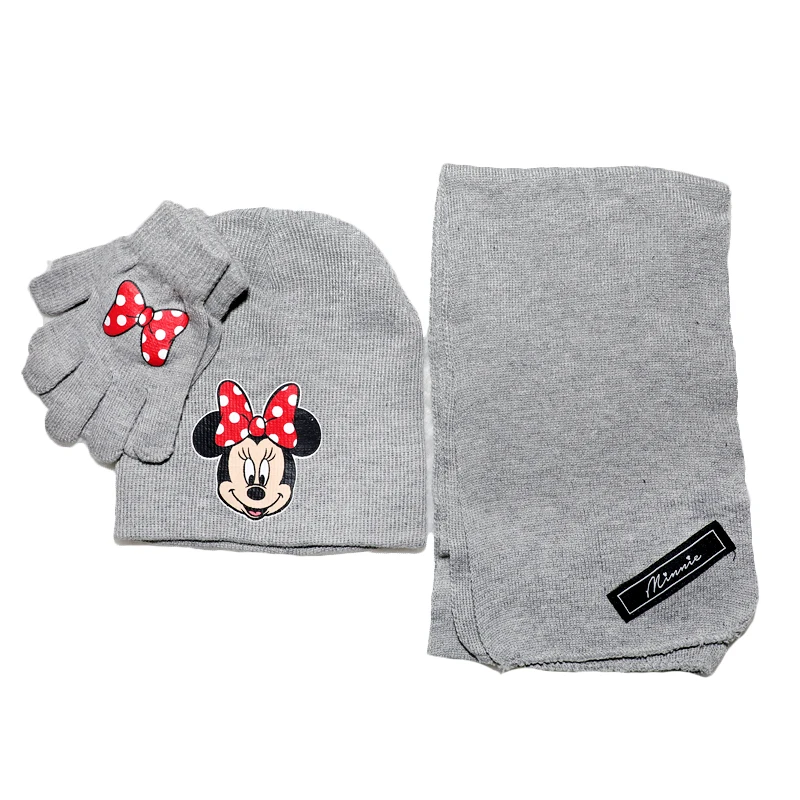 New Children Boys Girls Warm Anna Elsa Frozen Princess Hat Mickey Mouse Cartoon Bay Hat Kids Knitted Cap Scarf Gloves Sets - Image 3