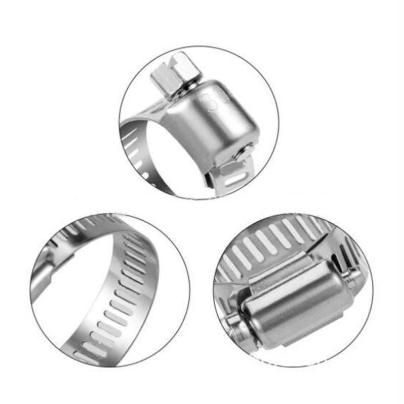 60PCS Hose Clamps Adjustable Grommets Worm Gear Set Fuel Line Clamp For DIY Mechanical Applications Accessories
