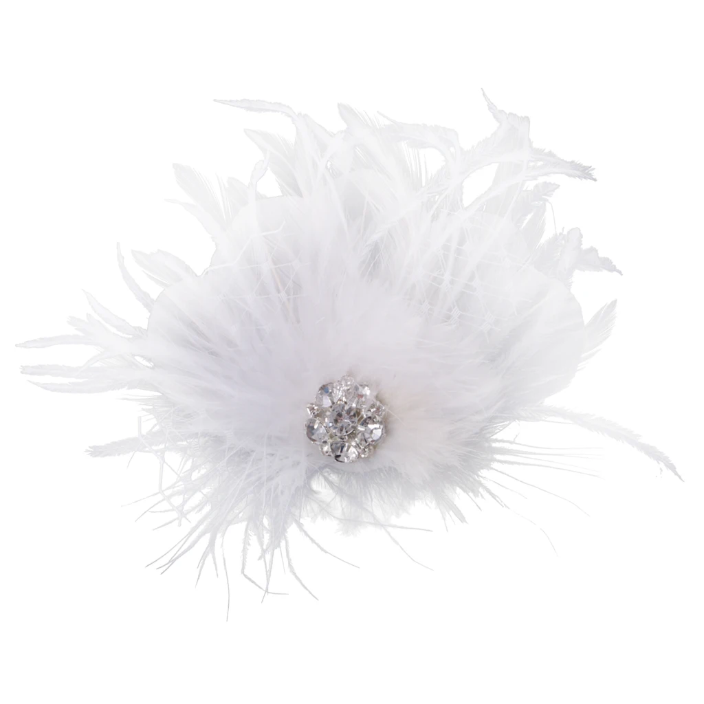 White Feather Headpiece Fascinator Hair Clips Wedding Bridal Hair Accessory