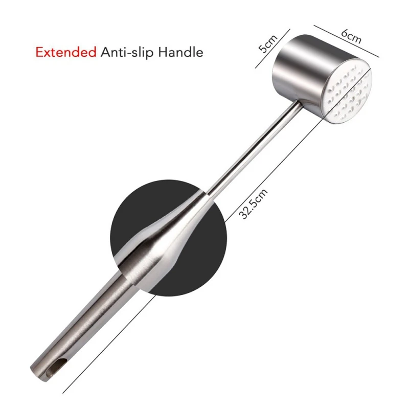 Молоток из говядины для мяса, стейка для разбивания мяса, домашний молоток из нержавеющей стали - Цвет: Серый