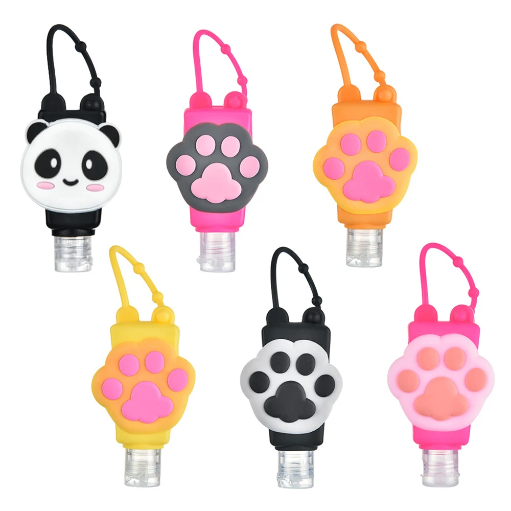 

6PCS Cartoon Mini Hand Sanitizer Split Bottles Liquid Soap Dispenser Portable Hand Gel Holder For Home Travel Hand Cleaning