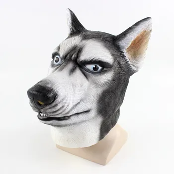 

Halloween Party Toy Cosplay Siberian Husky Dog Mask Creepy Animal Head Latex Mask Plus Lace Mask A2