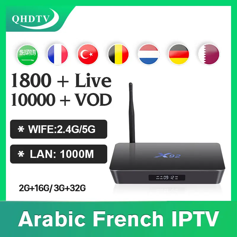

French Arabic IPTV Netherlands QHDTV X92 Android 7.1 Amlogic S912 Octa Core IPTV Subscription Arabic IPTV French Belgium IP TV