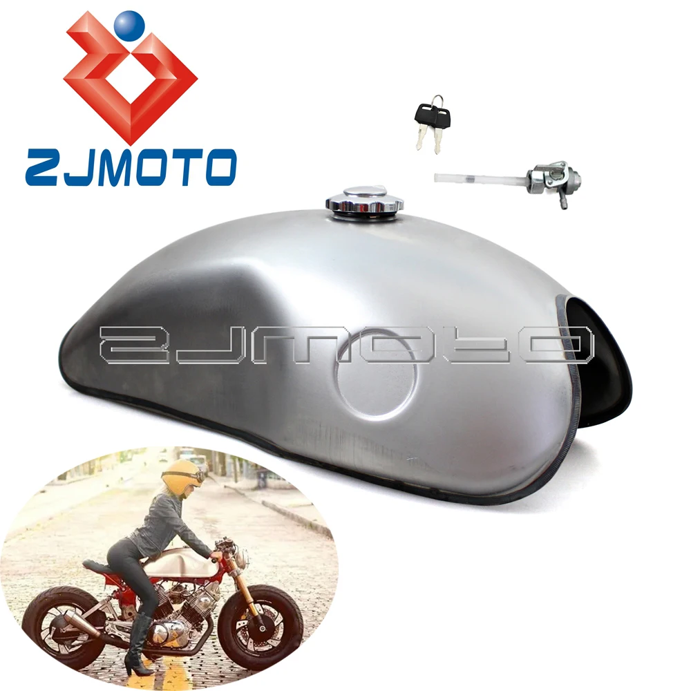 

Universal Steel Motorcycle 2.6 Gal Gas Tank Fuel Tank For Honda Yamaha Suzuki Cafe Racer Bobber Chopper CB XS SR XV MOJAVE 750