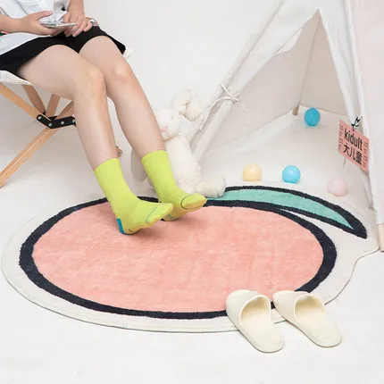 

Round Peach Carpet for Bedroom, Living Room, Bedside, Plush Decorative, Non-Slip Floor Mat