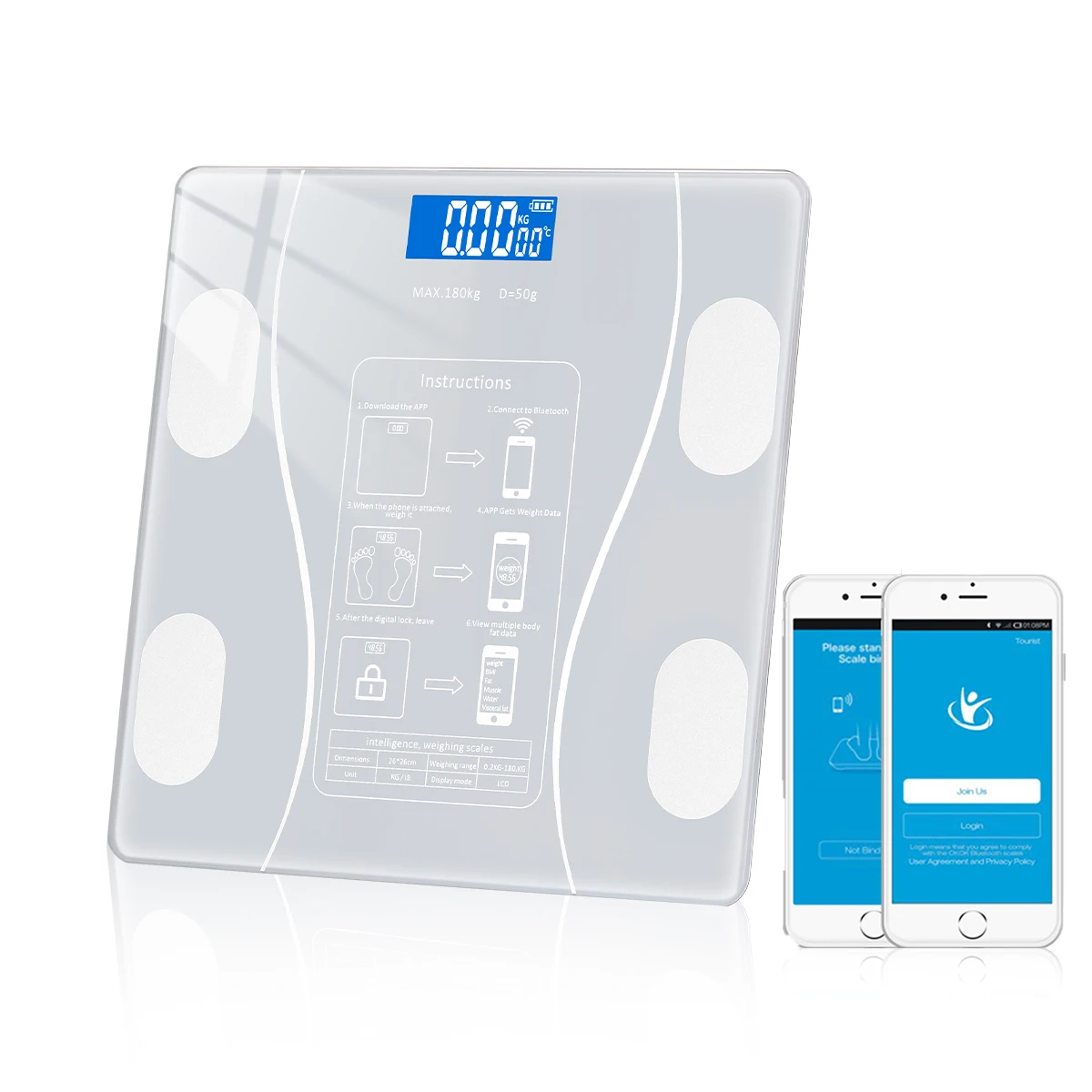 GE Scales Digital Weight Bathroom: Smart Scale For Body Fat Bluetooth Body  Composition Monitor Accurate Weighing Machine Health Analyzer For People