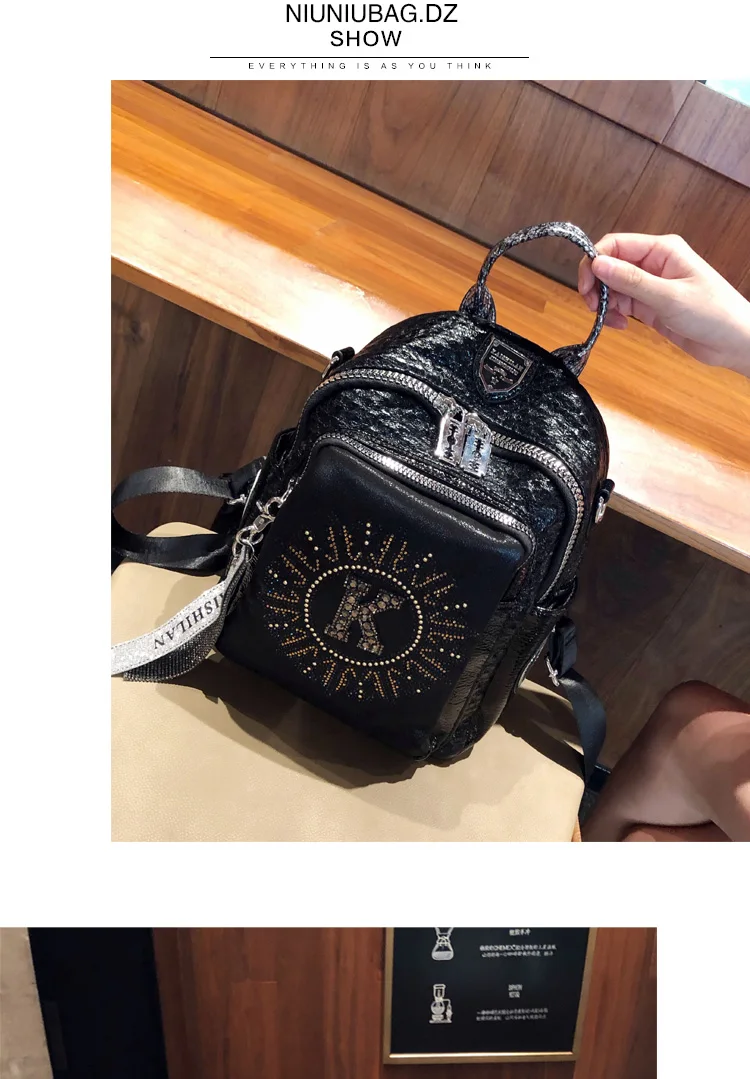 Модный популярный женский дизайнерский маленький рюкзак, черный кожаный мини-рюкзак с заклепками для женщин, дорожные школьные сумки для девочек