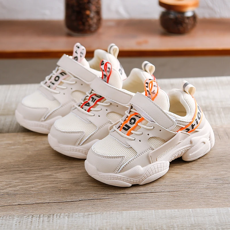 New Autumn Kids Casual Sneakers Baby Girls Fashion Shoes Children Mesh Sport Sneakers Boys Beige Brand Chunky Sneakers Trainers