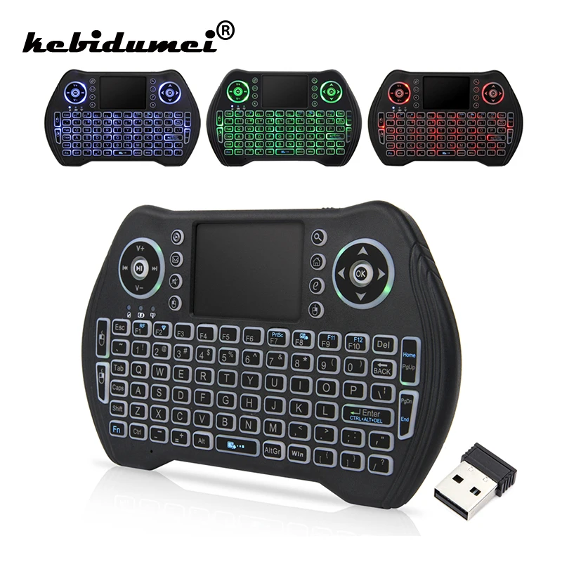 Kebidumei русская английская 3 цвета с подсветкой 2,4 ГГц Беспроводная клавиатура MT10 сенсорная панель для Android tv BOX Air mouse