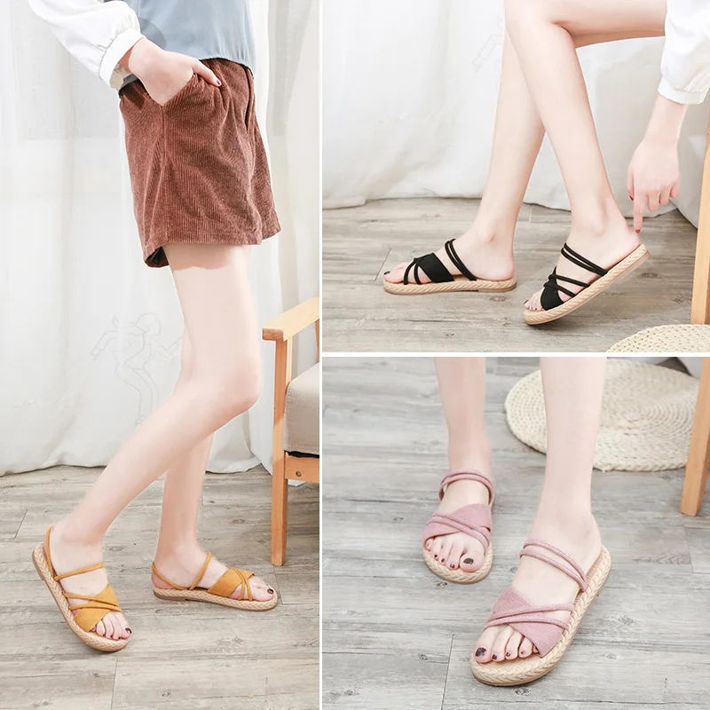 

Flat Sandals Women's Fairy Wind INS Fashion 2020 New Style Summer Online Celebrity Versitile Fashion with Skirt Double Purpose S