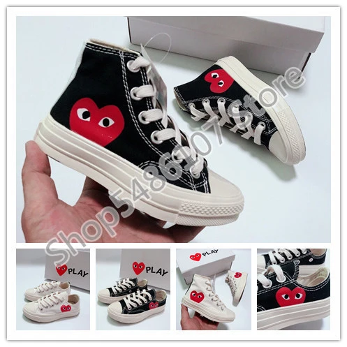 2019 New Play All Stars Shoe Cdg Canvas Jointly Big With Eyes Hearts Brand Beige Black Designer Kids Casual Shoes Sneakers Aliexpress