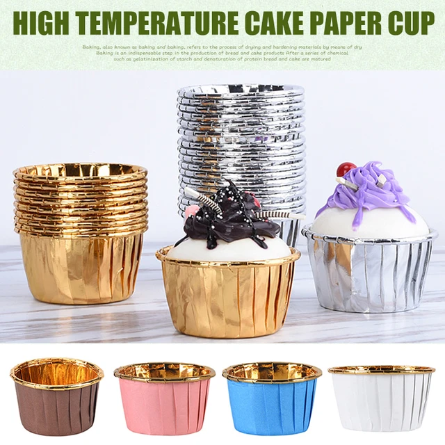 50pcs Aluminum Foil Cupcake Liners Muffin Liners, Heat Resistant Baking Cups  For Festivals, Holidays, Parties