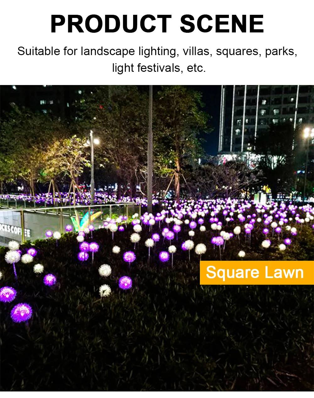 Lumină solară LED pentru exterior, păpădie, lumini de grădină, decorare cu șir, lampă pentru curte, IP65, impermeabilă, lampă solară Fairy, lampă de grădină_voghion.com