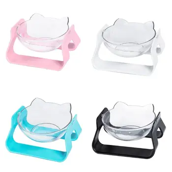 

Cat Bowl Feeding Oblique Mouth Protection Cervical Vertebra Pet Dog Transparent Feeder Adjustable