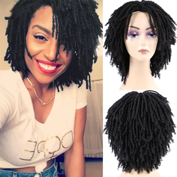 Synthetic Soft Dreadlock Crochet Hair Wig For Black Women Heat Resistant Synthetic Fiber Wig Soft Locs Crochet Hair Short Wigs 1