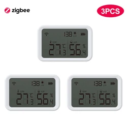 Tuya – capteur Wifi Zigbee de température et humidité, détecteur de lumière Lux, hygromètre d'intérieur, thermomètre avec écran LCD, fonctionne avec Tuya Hub 
