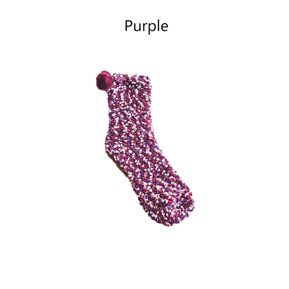 Purple 1 пара рождественских подарочных теплых зимних уютных носочков для отдыха, рождественские женские мягкие домашние носки, аксессуары, яркие женские пушистые носки - Цвет: Purple