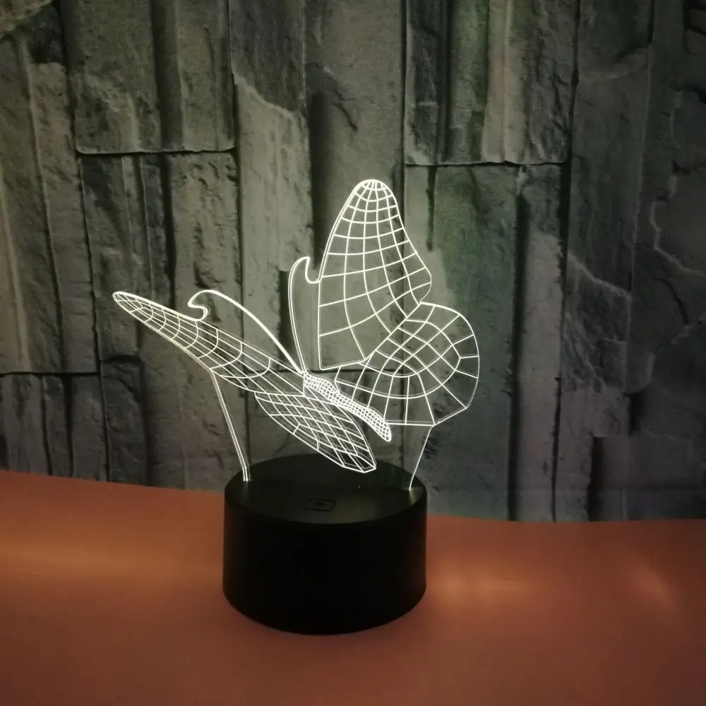 [Seven Neon] Wings Attack Butterfly акриловая 7 цветов Настольная лампа животное 3D лампа Новинка Светодиодный Ночник светильник Сокол миллениума светильник
