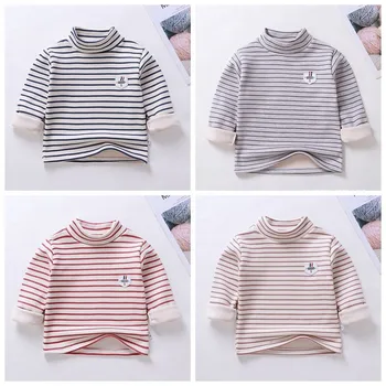 

2020 Children's Clothes Baby Boys Plush High Collar Bottom Coat Winter Toddler Kids Girl Long Sleeve Warm Top 80-110cm