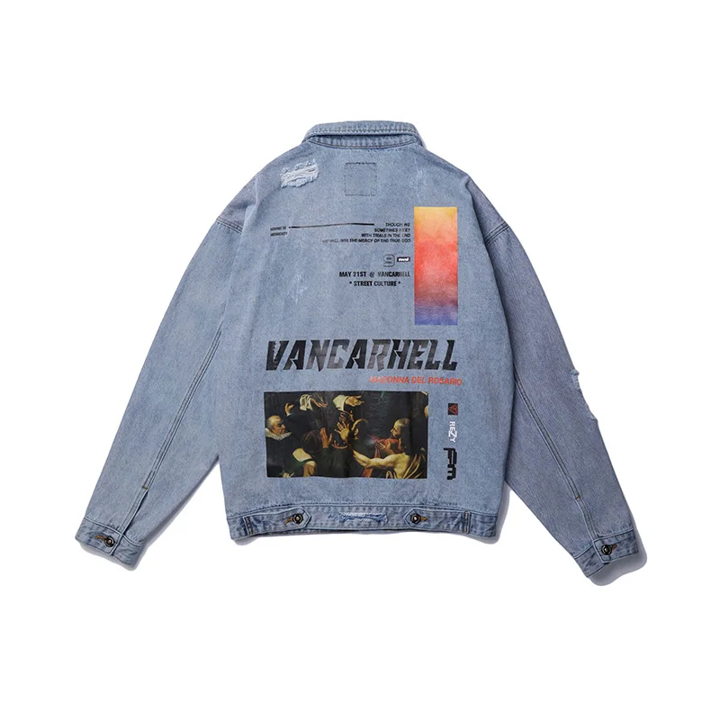 

Autumn and winter Multi-pocket Washed Retro Denim Jacket Men's Japanese Streetwear Windbreaker Bomber Jackets Loose Jean Coat