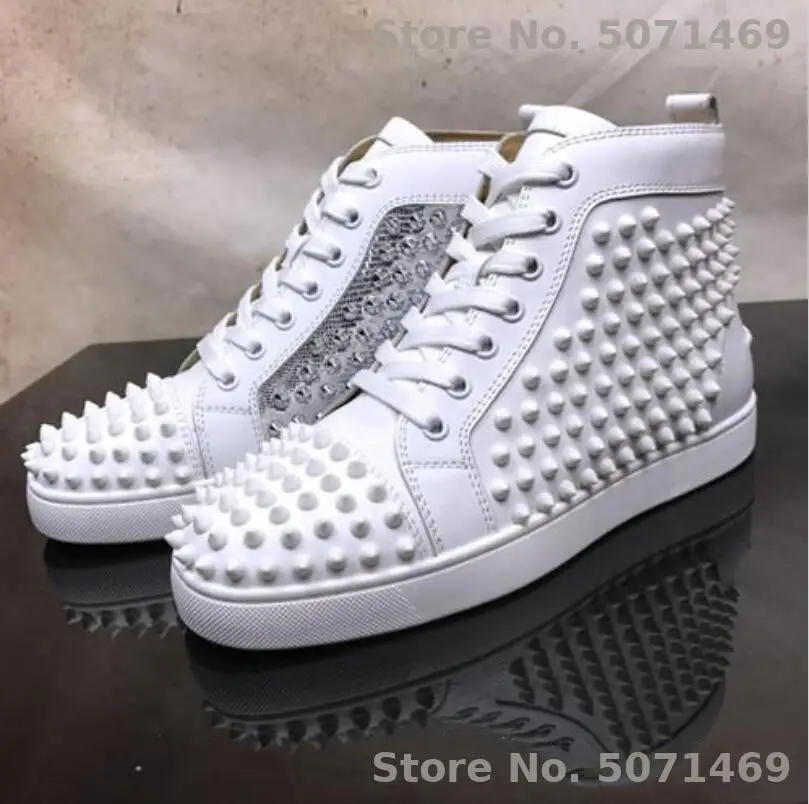 OLOMLB-CL Designer Sneakers Red Bottom Shoes White Sliver Spikes Luxury Shoes For Men Women Party Wedding Leather Sneakers