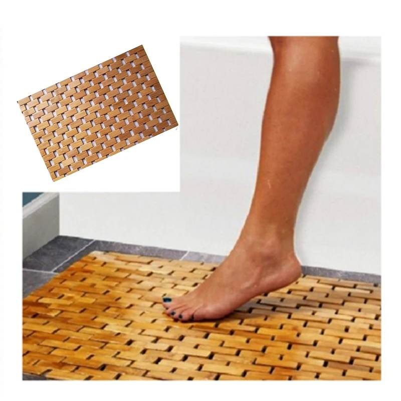 Spookachtig botsen werkwoord Hot Teak Hout Badmat Voeten Douche Floor Natuurlijke Bamboe Antislip Grote  50x70cm|Badmat| - AliExpress