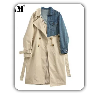 [EAM] Women Black Hem Mesh Split Big Size Blouse New Stand Collar Long Sleeve Loose Fit Shirt Fashion Spring Autumn 2020 1N879