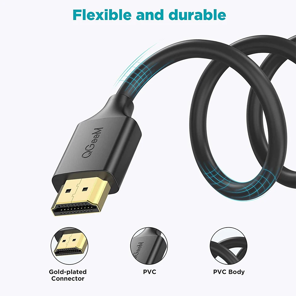 QGeeM 4K HDMI Cable HDMI 2.0 Adapter for Xiaomi Xbox Serries X PS5 PS4 TV Box Chromebook Laptops Splitter Digital Wire Cord