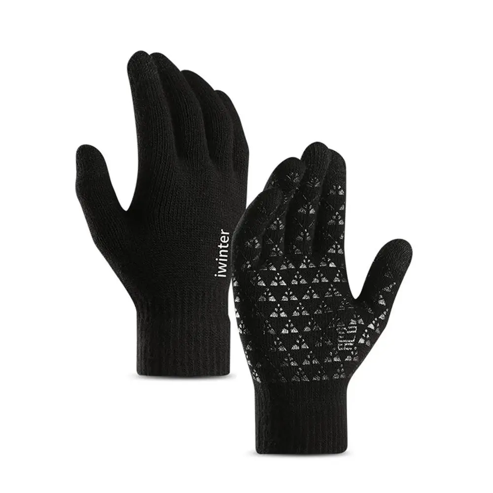 

Knitted Gloves Anti-slip Soft Thicken Man Half Warm Finger Stretch Gloves Soft Riding Gloves Stretch Knit